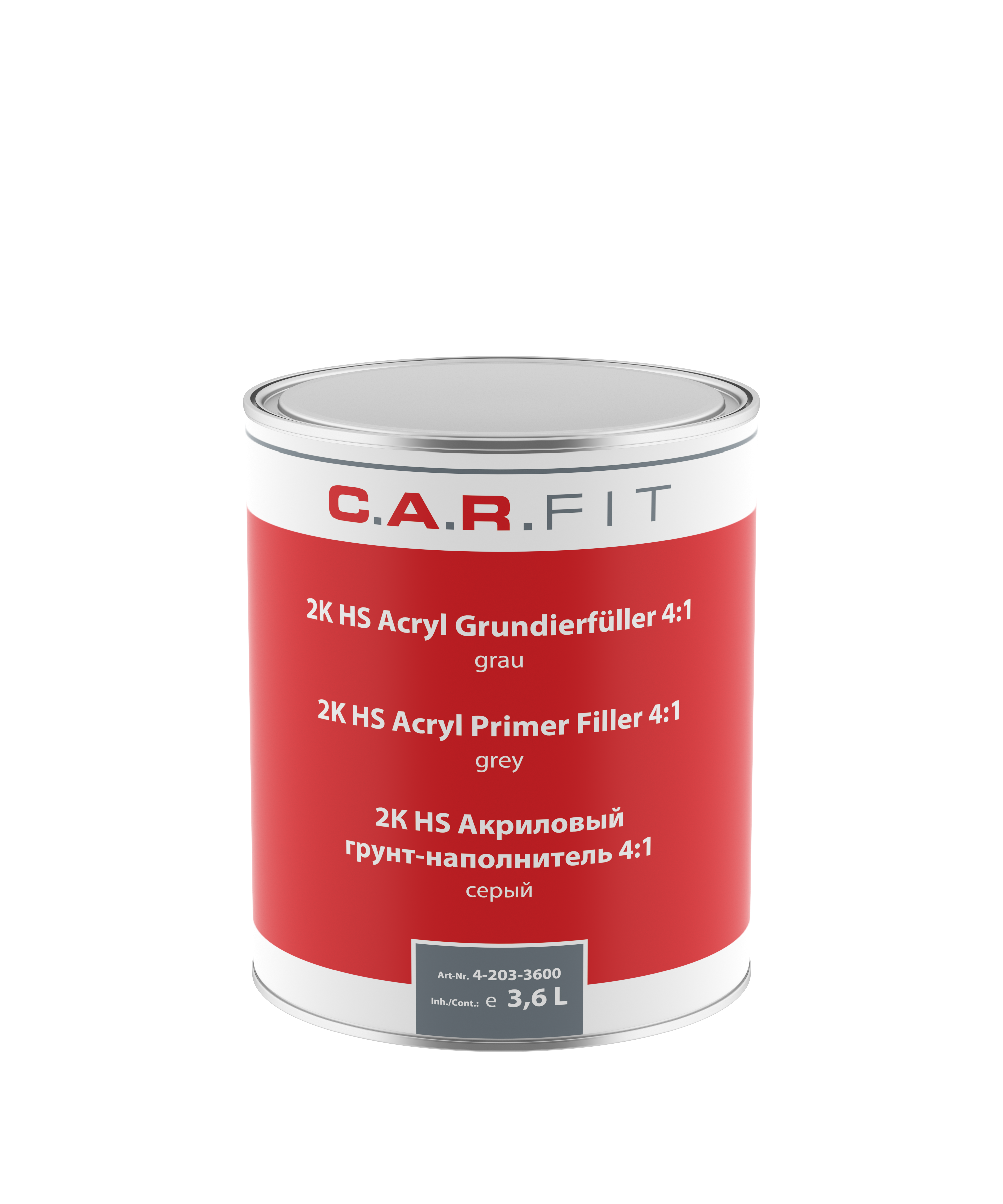 Primer filler acrilic HS, 2K, negru, 3.6L, C.A.R. FIT